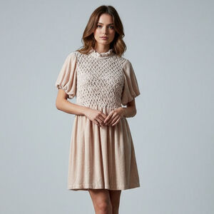 Free People Gum Drop Mini Dress Velure Pink Coquette Balletcore BarbieCore Sz M